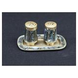 ALPACA Silver & Abalone Salt & Pepper Set w/ Tray