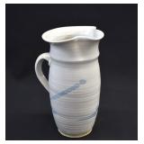 Studio Art Pottery Stoneware Blue & White Pitcher
