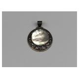 Vintage Sterling Silver & Mother of Pearl Pendant