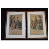 Pair La Mode Illustree Victorian Fashion Prints