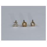 3 - 14kt Gold CZ Stud Earrings