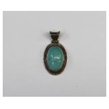 Sterling Silver Mounted Large Turquoise Pendant