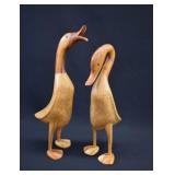 Pair DCUK Hand Carved Bamboo Wood Ducks