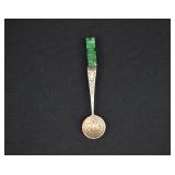 Mexican Aztec Sterling Silver & Green Onyx Spoon