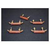 5 Art Deco Bakelite & Brass Drawer Pulls