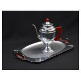 2 Faberware Chrome Art Deco Coffee Pot & Tray