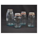 4 Antique BALL MANSON'S Canning Jars