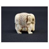 Antique Carved Bone Elephant Trinket Box