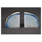Pair of Brazilian Blue Agate Stone Bookends