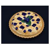 Vintage Ceramic Blueberry Pie Plate & Cover