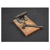 Vintage Small Mounted Cast Iron Anvil & Hammer