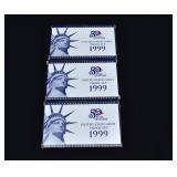 3- 1999 United States Mint Proof Sets in Boxes
