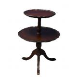 2-Tier Mahogany Pie Crust Dumbwaiter Table