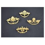 4 mixed design French Gilt Ormolu Drawer Pulls