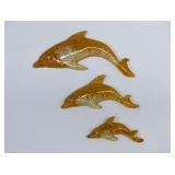 3 Vintage Lucite DOLPHIN Wall Hangers