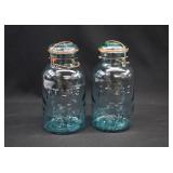 2 Large 8 3/4' ATLAS E-Z Seal Canning Jars