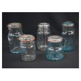 5 Mixed Size Vintage ATLAS E-Z Seal Canning Jars
