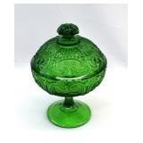 Emerald Green Depression SANDWICH Glass Candy Dish