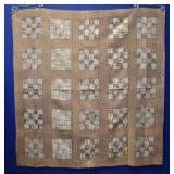 67" x 70" Antique Checkerboard Block Variant Quilt