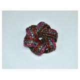 Vintage MONET Rhinestone Wreath/Ribbon Loop Brooch