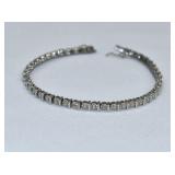 Sterling Silver Diamond Tennis Bracelet 10.45 g