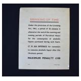 British DRINKING UP TIME 1961 ACT Tin Pub Sign