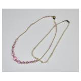 2 Pearl & Aurora Borealis Necklaces w/ Sterling
