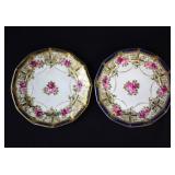 2 Noritake Nippon Moriage Rose Plates