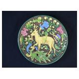 Italian Majolica Folk Art Deer Wall Plate