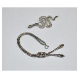 Vintage Silver Serpent or Snake Jewelry Set