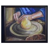 1957 Alfred Griffith Oil on Canvas Painting POTTER
