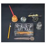 GROUPING- Desk Items- Inkwells & Paperweights