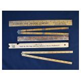 5 Antique Advertising Measuring Rulers- 2 Fold
