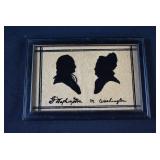 Reverse Painted Glass Silhouette The Washingtons
