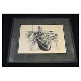 Ricardo Rivas Pen & Ink Battleship USS TEXAS
