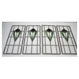 Set of 4 Art Nouveau Stained Glass Tulip Windows