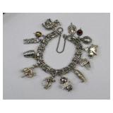 Loaded Sterling Silver Double Link Charm Bracelet