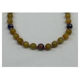 25" Chinese Export Jade, Cloisonne & Necklace