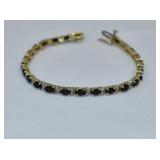 14kt Gold Sapphire & Diamond Tennis Bracelet 8.6 g