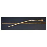 2 Carved Burl Knot Top Walking Stick Canes