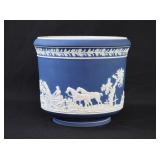 Victorian ADAMS FOX HUNT Jasperware 8" Jardiniere