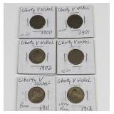 6 Turn of the Century US Liberty V Nickels
