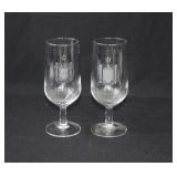 2 USNA Naval Academy Etched Emblem Goblets