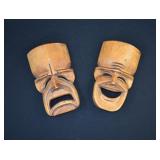 Pair Vintage Carved Comedy/Tragedy Theater Masks