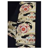 Japanese Gold Embroidered Silk Fukuro Kimono Obi