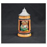 Vintage German Lidded Relief Beer Stein