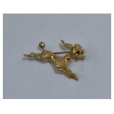 14kt Gold Ruby Eyes Poodle Dog Brooch