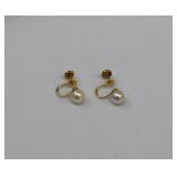 14kt Gold & Pearl Screwback Earring Set