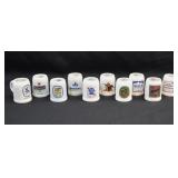 10 German Miniature Stoneware Advertising Mugs