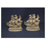 Solid Bronze Galleon Ship Bookends